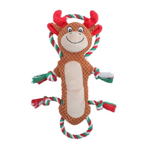 Jouet À Mâcher Pour Chien De Noël, Jouet En Peluche Pour Chien, Jouet En Corde Pour Chien, Mâcheurs Agressifs, Jouet Couineur, Cadeau De Noël-Élan Brun