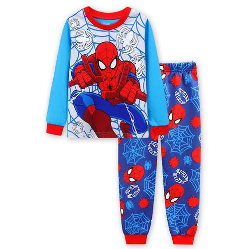 Enfants garçons Spider-man super-héros imprimé pyjamas tenues à manches longues T-shirt pantalons longs ensemble vêtements de nuit 3-4 ans