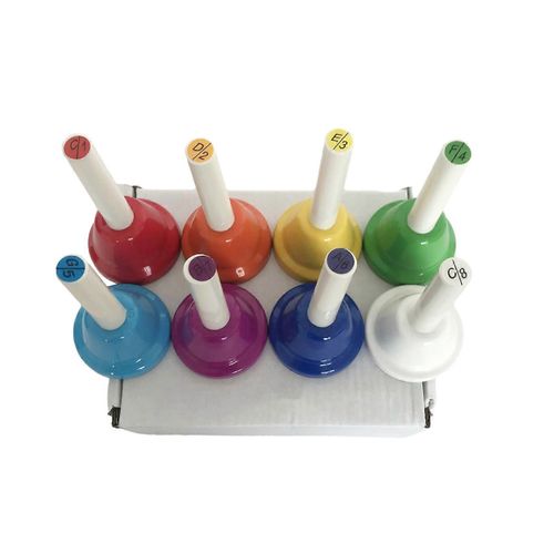 Clochettes à main colorées à 8 notes, instrument de musique Orff, pour enfants, jouet, fournitures de fête-le père Noël