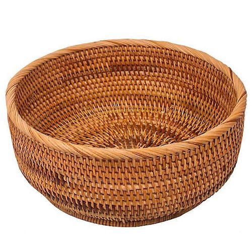 Bols ronds en rotin naturel pour le stockage du pain et des fruits (grand, 1 pièce)