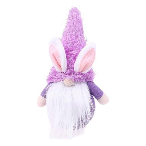 Lapin de Pâques Gnome Fait Main Suédois Tomte Lapin Peluche Jouets pour Poupée Ornements Vacances Maison Fête Décoration Enfant Pâques Violet