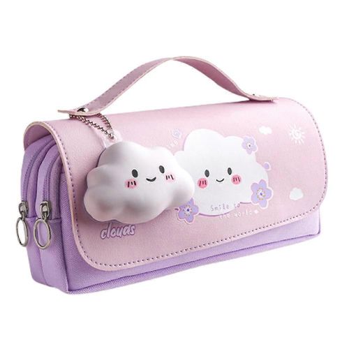 Trousse à crayons grande capacité à motif dessin animé, double compartiment, fermeture éclair, avec poignée, jouet sensoriel, jolie trousse à crayons pour étudiants, enfants et adultes