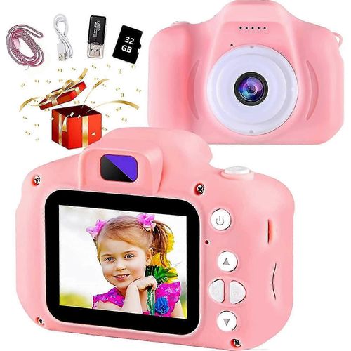 Appareil Photo Numérique Pour Enfants De 3 À 8 Ans, Caméra Vidéo Hd 1080p Avec Carte Sd De 32 Go, Cadeau D'anniversaire Pour Filles De 3, 4, 5, 6, 7 Et 8 Ans