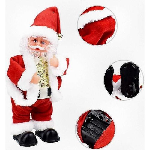 Jouet Père Noël dansant à piles, décoration de Noël animée pour les fêtes