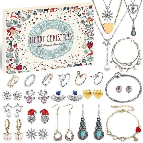 Calendrier De L'avent 2022 Pour Femmes Et Filles, 24 Surprises Avec Colliers, Boucles D'oreilles, Bagues, Bracelets Et Bracelets De Cheville, Bijoux Fantaisie De Haute Qualité Dxldv-Ll0069