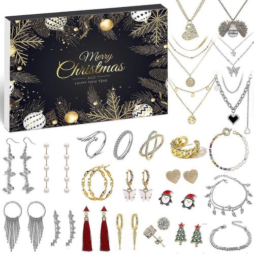 Calendrier De L'avent 2022 Pour Femmes Et Filles, 24 Surprises Avec Colliers, Boucles D'oreilles, Bagues, Bracelets Et Bracelets De Cheville, Bijoux Fantaisie De Haute Qualité Dxldv-Pingouin