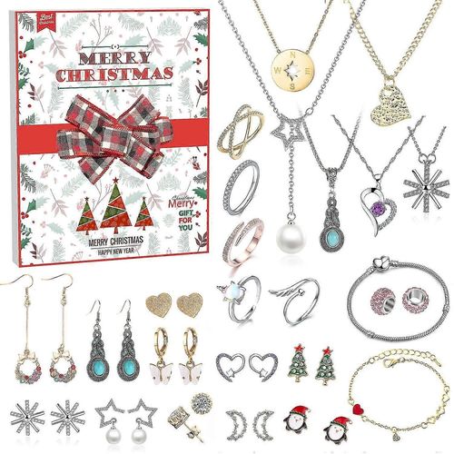 Calendrier De L'avent 2022 Pour Femmes Et Filles, 24 Surprises Avec Colliers, Boucles D'oreilles, Bagues, Bracelets Et Bracelets De Cheville, Bijoux Fantaisie De Haute Qualité Dxldv-Ll0068