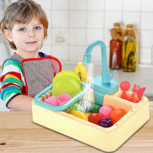 Jouets d'évier de cuisine avec eau courante, 19 pièces, cadeaux éducatifs pour filles et garçons - S-Yvan-rouge