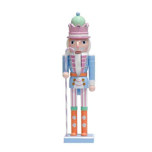 Statue En Bois De Bonbon Soldat Casse-Noisette De 38 Cm, Jouet, Décorations De Noël Pour Étagères, Tables, Marionnette, Cadeau De Vacances 2025-Rouge