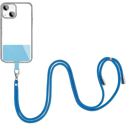 Lanière universelle pour téléphone portable, patch bandoulière réglable, sangle de cou en nylon, 2 pièces, bleu clair