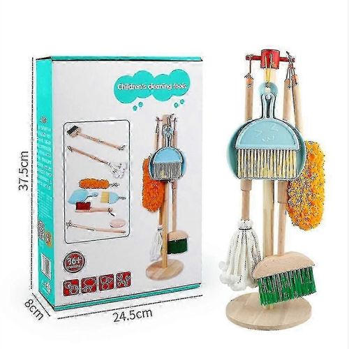 Ensemble de nettoyage en bois amovible, 6 pièces, jouets de nettoyage pour enfants, support suspendu, outils de nettoyage de cuisine pour enfants, cadeau