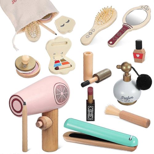 ensemble de maquillage pour enfants, ensemble de maquillage en bois, jeu de simulation de maquillage, jouets de maquillage pour tout-petits-B