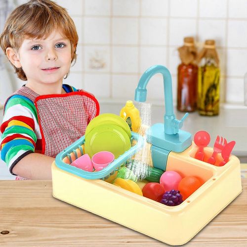 Lot de 19 jouets d'évier de cuisine avec eau courante, cadeaux éducatifs pour filles et garçons, haute qualité