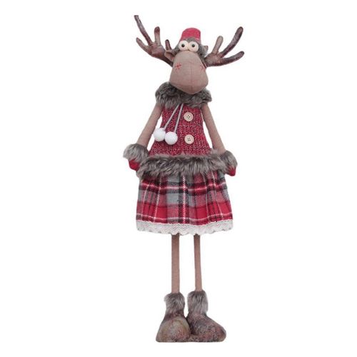 Renne suédois à longues pattes de Noël en peluche pour poupée, ornement, cerf, élan fait à la main, jouets, décoration de fête pour la maison, pour enfants-chapeau de lotus argenté