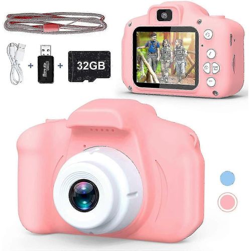 Appareil photo numérique pour filles, écran HD 1080p de 2 pouces, carte SD de 32 Go, jouet pour enfants de 3 à 12 ans, idéal pour un anniversaire ou Noël.