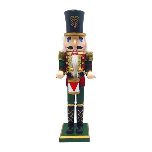 Figurine Décorative En Bois À Carreaux Casse-Noisette Soldat Roi 38 Cm Avec Tambourin Fêtes Festivals Figurine Décorative Jouet-Agneau
