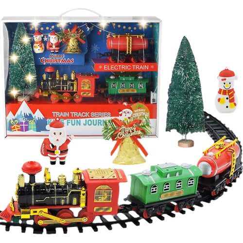 Voiture de piste magique sur le thème de Noël, train électrique avec lumières et son pour une expérience de vacances festive, train de Noël à piles parfait