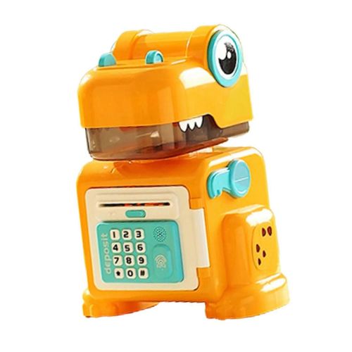 Tirelire dinosaure de dessin animé avec musique et lumières, boîte d'épargne à empreintes digitales pour filles, garçons et enfants de 5, 6, 7, 8, 9 et 10 ans, cadeaux de vacances-Gris