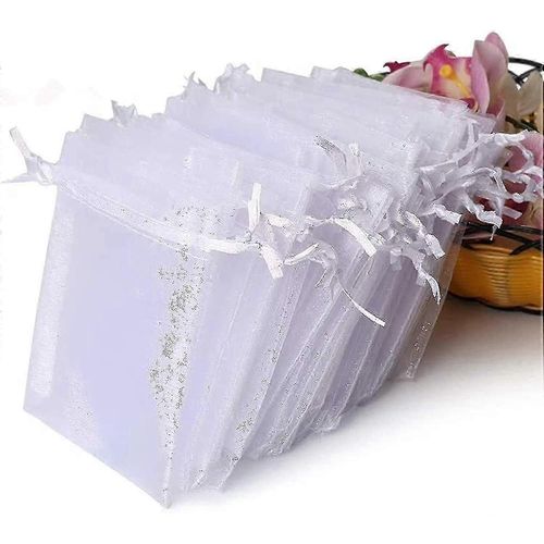 Lot De 100 Sachets Transparents De Qualité Supérieure, Blancs, Avec Cordon De Serrage, Pour Cadeaux De Mariage, Bijoux, 10 X 12 Cm