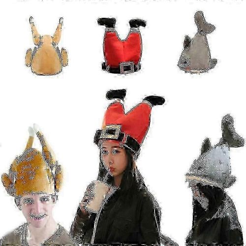 Chapeau De Noël Électrique En Forme De Dinde Dansante Avec Musique ¿ Couvre-Chef De Fête En Peluche Réglable Pour Adultes Et Enfants (Piles Non Incluses_Cd)