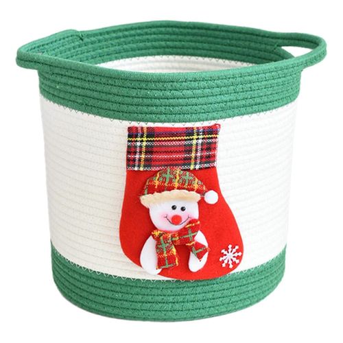 Panier de rangement en corde de coton sur le thème des vacances, panier tissé à la main, organisateur de jouets pour enfants, panier élégant pour cadeaux de Noël