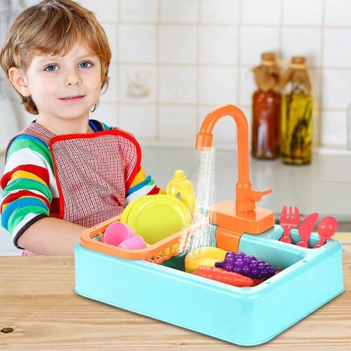 Lot de 19 jouets d'évier de cuisine avec eau courante, cadeaux éducatifs pour filles et garçons, haute qualité