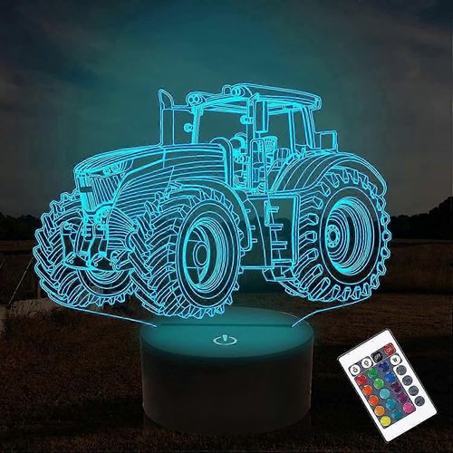 Veilleuse 3d En Forme De Tracteur, 16 Couleurs Changeantes, Éclairage Holographique À Intensité Variable, Minuterie Intelligente, Jouet, Chargement Usb, Décoration De Table, Bureau, Chambre À Coucher, Camion Créatif
