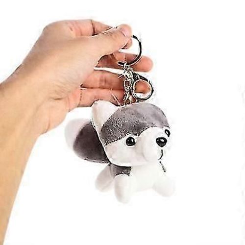 Adorable mini-poupée en peluche Husky de 10 cm, porte-clés, pendentif pour sac d'école, machine à griffes, petite poupée, gris