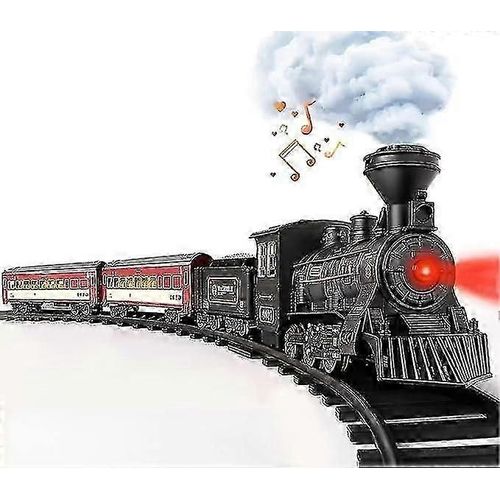 Coffret de train miniature pour garçons : train électrique en métal avec locomotive à vapeur, voiture de voyageurs lumineuse, train en alliage avec rails riches, train de Noël