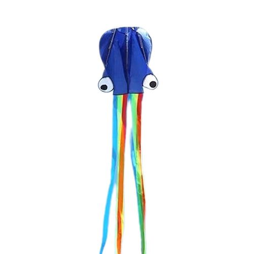 Grand Cerf-Volant Poulpe Mollusque Avec Longue Queue Colorée Cerf-Volant Facile Pour Enfants Adultes Débutant En Plein Air Parc De Plage Cerf-Volant Cadeau Bleu