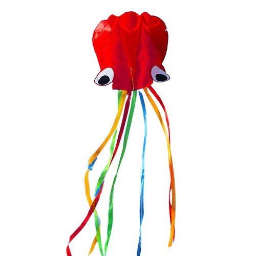 Grand Cerf-Volant De Poulpe De Mollusque Avec Longue Queue Colorée Cerf-Volant Facile Pour Enfants Adultes Débutant En Plein Air Parc De Plage Cerf-Volant Cadeau Rouge