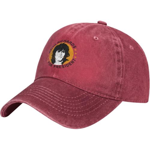 Casquette De Baseball En Denim Réglable Avec Logo Street Style Pour Hommes Et Femmes, Imprimé Unique Avec Keith Richards Pour Le Président