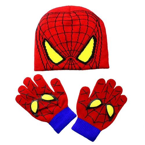 Ensemble bonnet et gants de Ski tricotés Spiderman pour enfants, garçon et fille, bonnet chaud d'hiver B