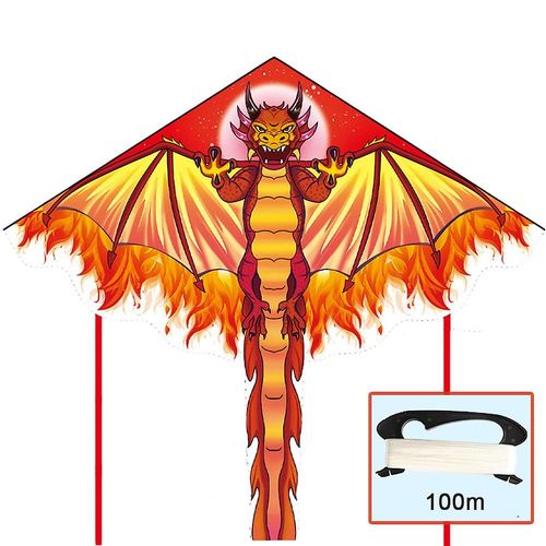 Cerf-Volant Dragon Facile À Piloter, Cerf-Volant Ptérosaure Pour Enfants, Adultes Débutants, Grand Cerf-Volant À Ligne Unique Pour Voyage À La Plage, Rouge