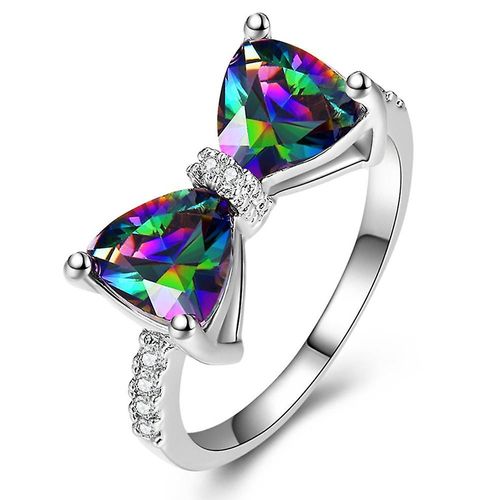 Bague En Diamant Avec N¿Ud Papillon Coloré Pour Femmes, Bague Créative En Strass, Bijoux Cadeau 8