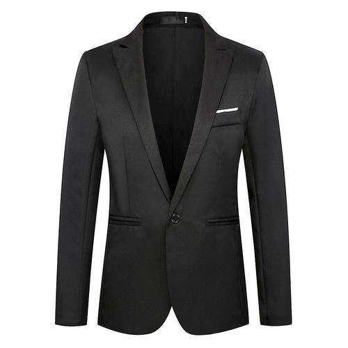 Blazer formel à un bouton pour hommes, veste de costume d'affaires à revers cranté XL noir