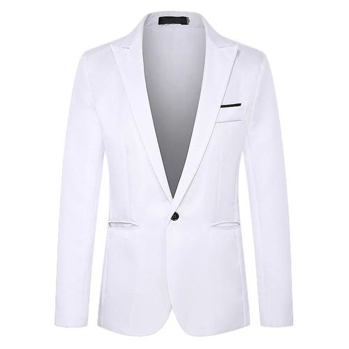 Blazer formel à un bouton pour hommes, veste de costume d'affaires à revers cranté XL blanc