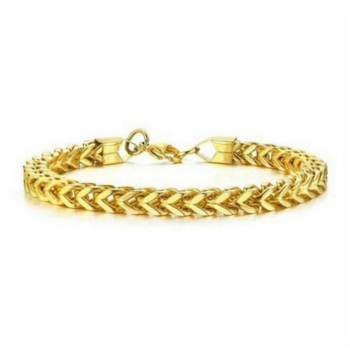 Bracelet Chaîne En Acier Inoxydable Plaqué Pour Hommes, En Alliage De Titane, À Chevrons, Cadeau Doré