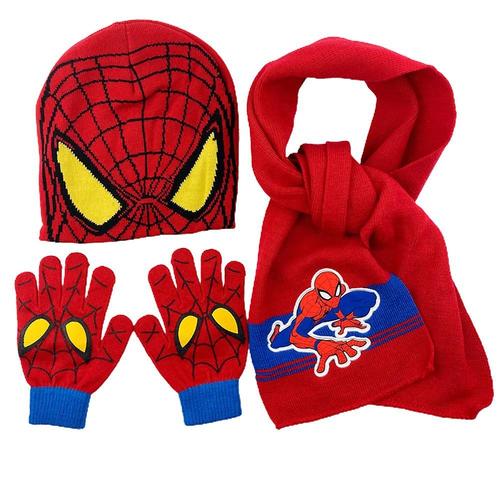 Bonnet Spiderman pour enfants, bonnet en tricot, écharpe et gants, ensemble chaud d'hiver, cadeaux rouge