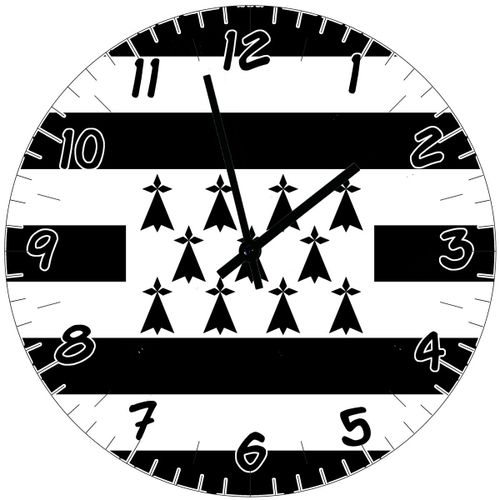 Horloge en verre drapeau breton  29 cm