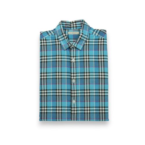 Reconditionné - Chemise Classiques Homme À Carreaux - Taille L - Homme - Bleu Clair