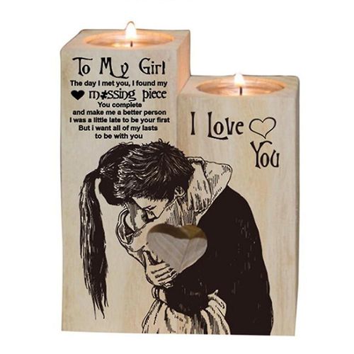 Chandelier en forme de c¿ur en bois pour Couple, bougeoir, décoration, ornement, cadeaux de la saint-valentin B
