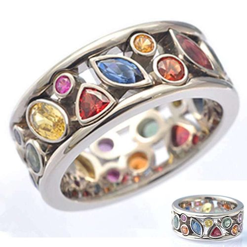 Bague À Quartz En Cristal Pour Femmes, Anneau Ajouré Avec Strass Colorés, Cadeau De Saint-Valentin 10