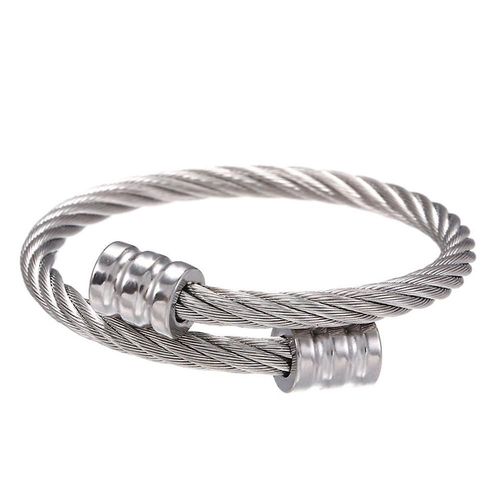 Bracelet De Thérapie À Ouverture Réglable En Acier Titane, Cadeau Pour Hommes Et Femmes, Argent