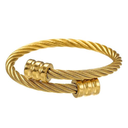 Bracelet De Thérapie À Ouverture Réglable En Acier Titane, Cadeau Pour Hommes Et Femmes, Or