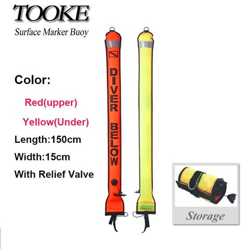 1.2 M/1.5 M/1.8 M Professionnel De Haute Qualité Plongée Sous-Marine Gonflable Sécurité Saucisse Signal Tube Surface Bouée (Smb) Plongeur Inférieur - Type 150 X 15cm Dualcolor