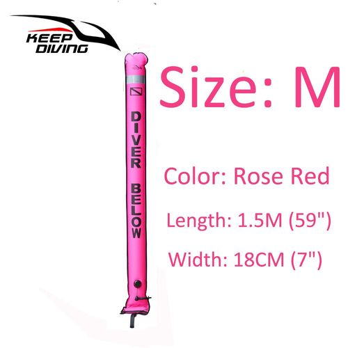 1 Pièces 1.2 M/1.5 M/1.8 M Professionnel De Haute Qualité Plongée Sous-Marine Gonflable Sécurité Saucisse Signal Tube Surface Bouée (Smb) Plongeur Inférieur - Type 1.5m Rose Red