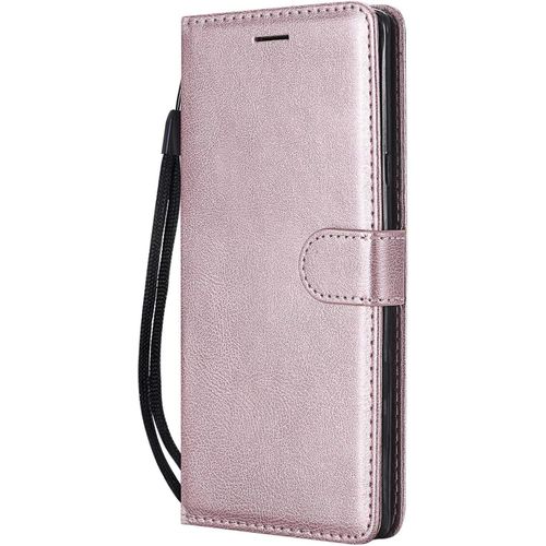Kal-Coque Pour Galaxy Note 9, Pu En Cuir Coque Portefeuille Étui Housse, Design Classique Tpu Coque Pour Samsung Galaxy Note 9 - Rose