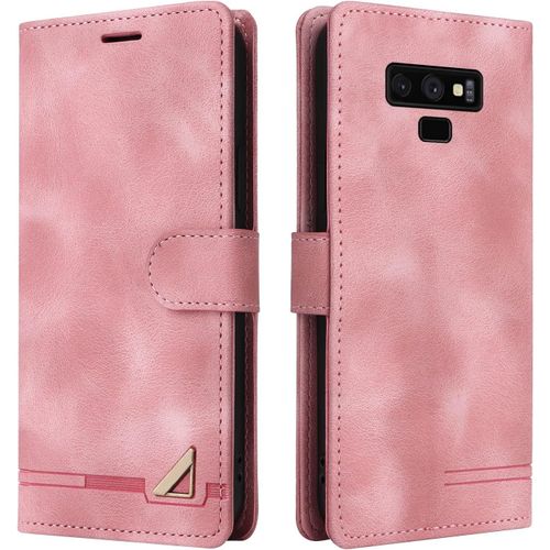Kal-Coque Pour Samsung Galaxy Note 9, Étui De Protection De Portefeuille Antichoc De Fente Pour Carte, Support De Carte À Rabat En Cuir En Pu Étui De Téléphone Pour Samsung Galaxy Note 9 (Rose)