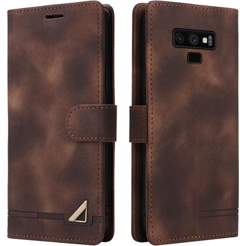 Kal-Coque Pour Samsung Galaxy Note 9, Étui De Protection De Portefeuille Antichoc De Fente Pour Carte, Support De Carte À Rabat En Cuir En Pu Étui De Téléphone Pour Samsung Galaxy Note 9 (Marron)